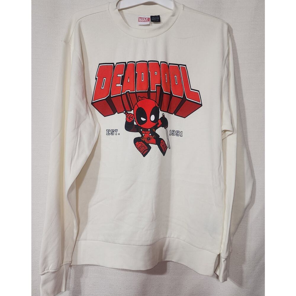 Marvel Deadpool Graphic white sweatshirt men's Large